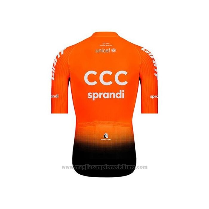 2020 Abbigliamento Ciclismo CCC Sprandi Arancione Nero Manica Corta e Salopette